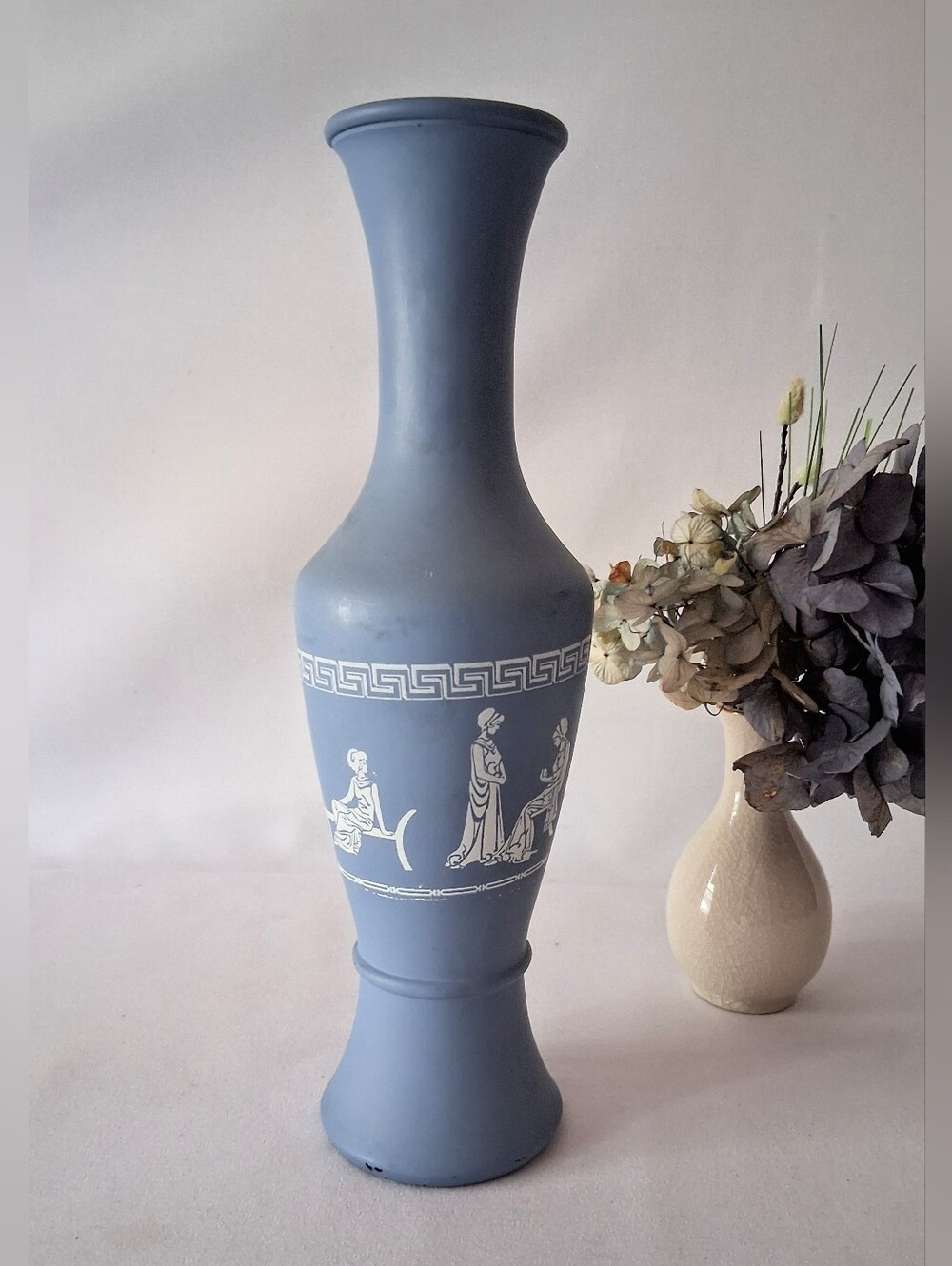 Vintage Blue Jasperware Inspired Glass Vase - Picture 5 of 8